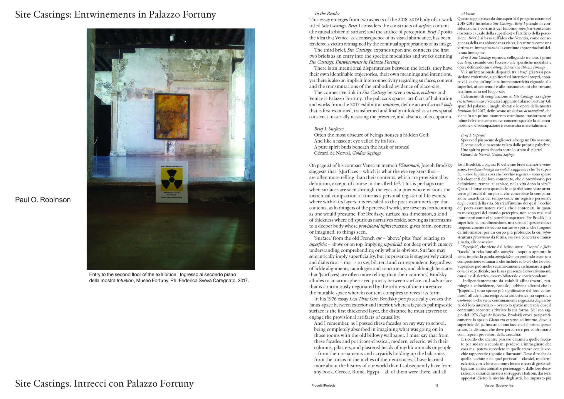 "SITE CASTINGS" IN VESPER, EDITION 1, SUPERVENICE