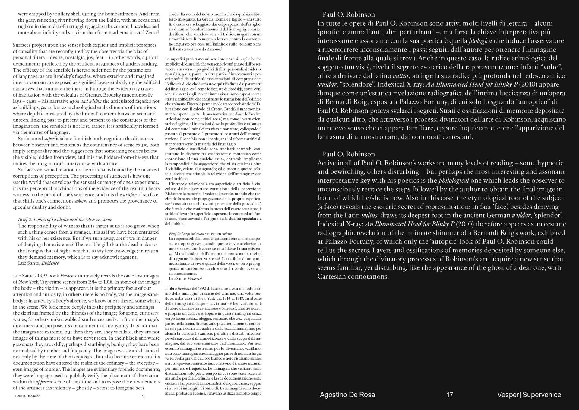 "SITE CASTINGS" IN VESPER, EDITION 1, SUPERVENICE