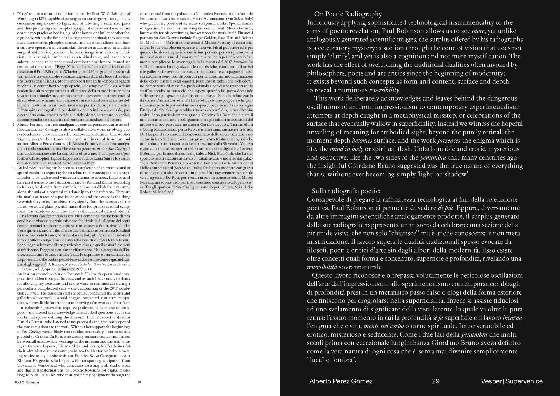 "SITE CASTINGS" IN VESPER, EDITION 1, SUPERVENICE